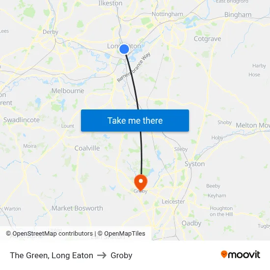 The Green, Long Eaton to Groby map