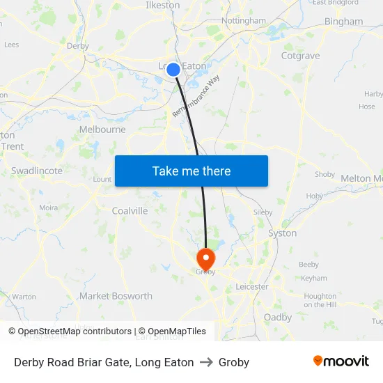 Derby Road Briar Gate, Long Eaton to Groby map