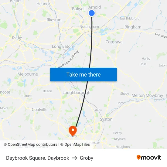 Daybrook Square, Daybrook to Groby map