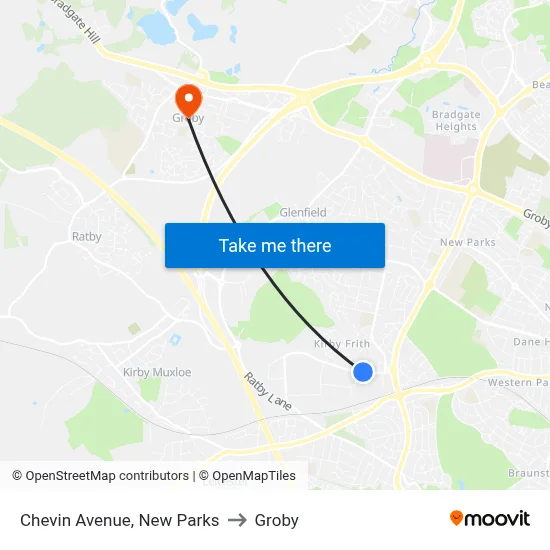 Chevin Avenue, New Parks to Groby map