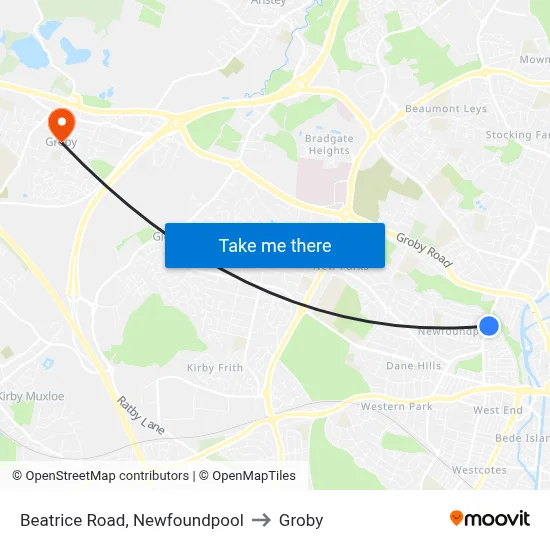 Beatrice Road, Newfoundpool to Groby map