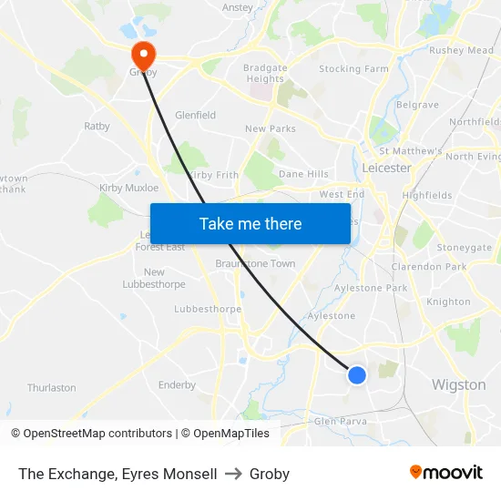 The Exchange, Eyres Monsell to Groby map