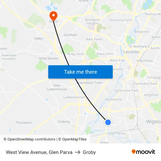 West View Avenue, Glen Parva to Groby map
