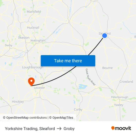 Yorkshire Trading, Sleaford to Groby map