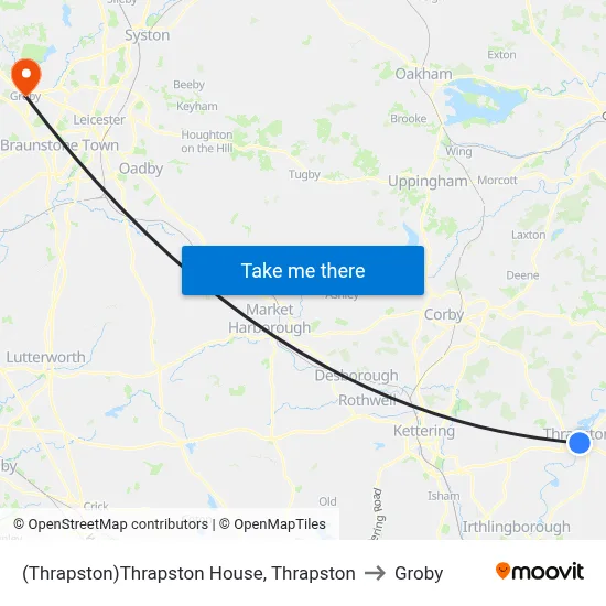 (Thrapston)Thrapston House, Thrapston to Groby map