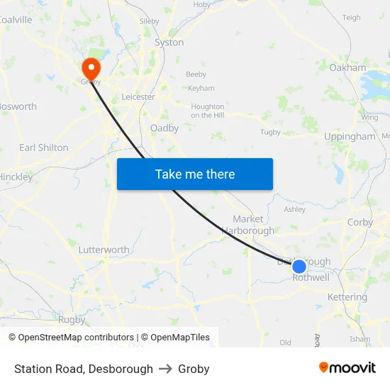 Station Road, Desborough to Groby map