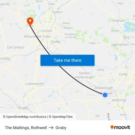The Maltings, Rothwell to Groby map