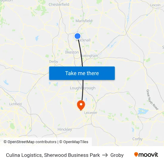 Culina Logistics, Sherwood Business Park to Groby map