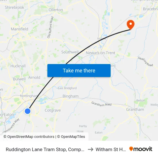 Ruddington Lane Tram Stop, Compton Acres to Witham St Hughs map