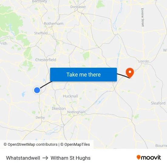 Whatstandwell to Witham St Hughs map