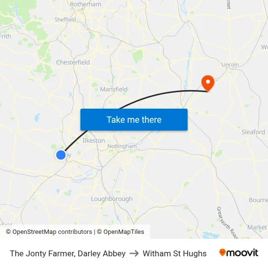 The Jonty Farmer, Darley Abbey to Witham St Hughs map