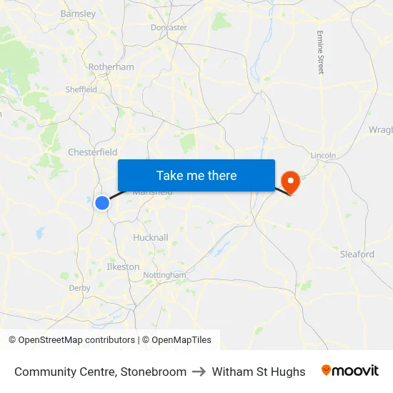 Community Centre, Stonebroom to Witham St Hughs map