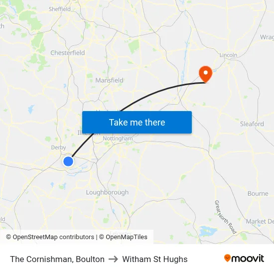 The Cornishman, Boulton to Witham St Hughs map