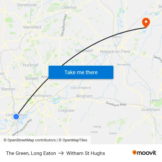 The Green, Long Eaton to Witham St Hughs map