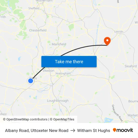 Albany Road, Uttoxeter New Road to Witham St Hughs map