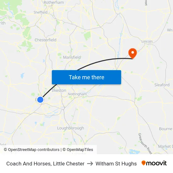 Coach And Horses, Little Chester to Witham St Hughs map