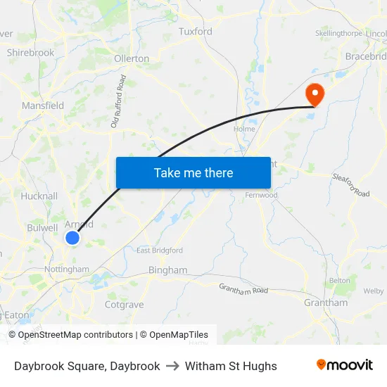 Daybrook Square, Daybrook to Witham St Hughs map