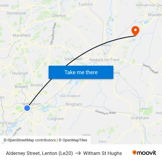 Alderney Street, Lenton (Le20) to Witham St Hughs map