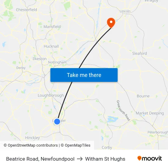 Beatrice Road, Newfoundpool to Witham St Hughs map