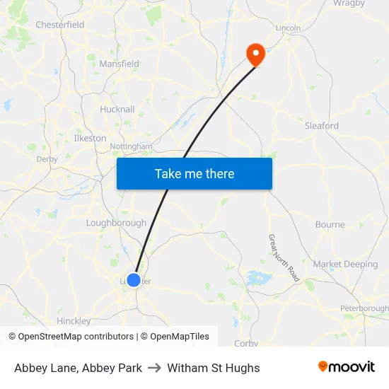 Abbey Lane, Abbey Park to Witham St Hughs map