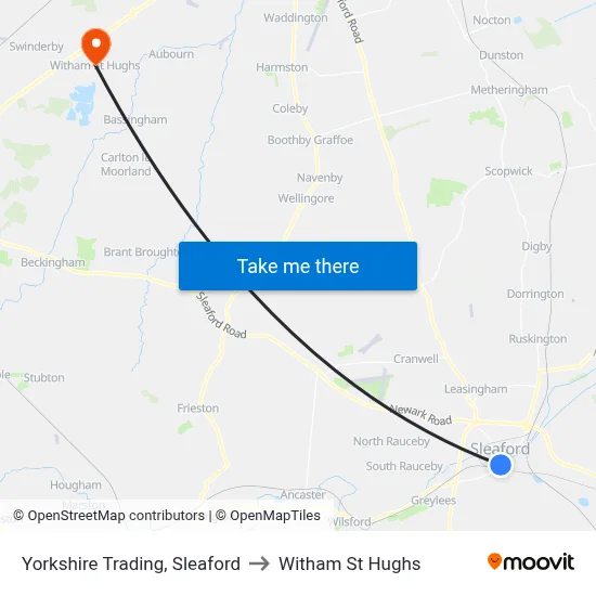 Yorkshire Trading, Sleaford to Witham St Hughs map