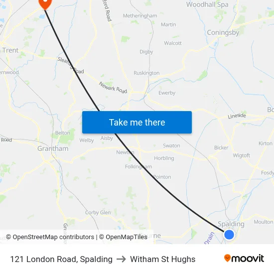 121 London Road, Spalding to Witham St Hughs map