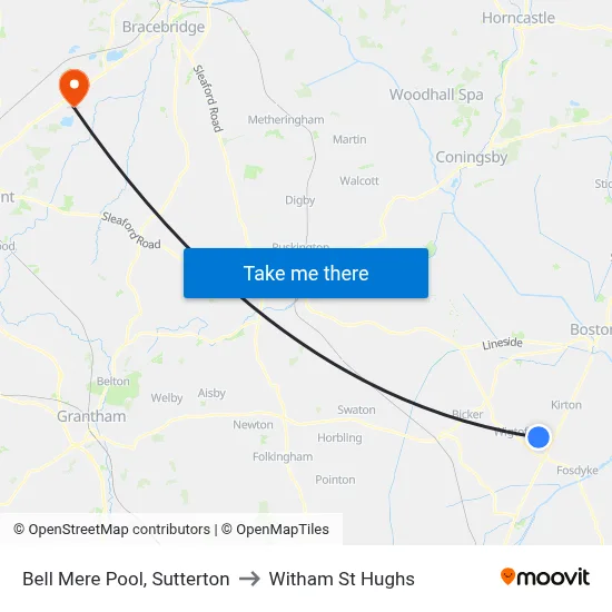Bell Mere Pool, Sutterton to Witham St Hughs map