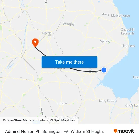 Admiral Nelson Ph, Benington to Witham St Hughs map