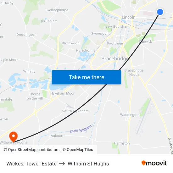 Wickes, Tower Estate to Witham St Hughs map