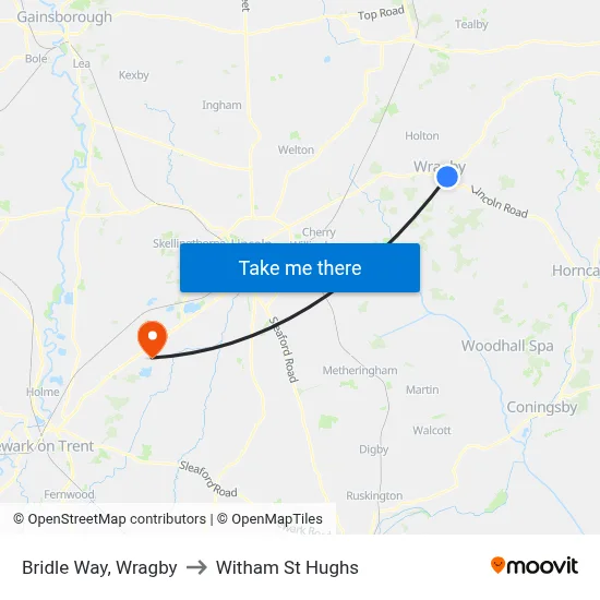Bridle Way, Wragby to Witham St Hughs map