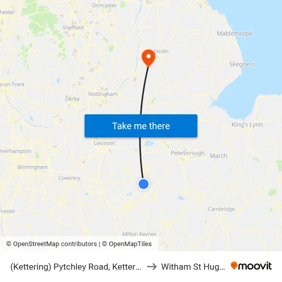 (Kettering) Pytchley Road, Kettering to Witham St Hughs map