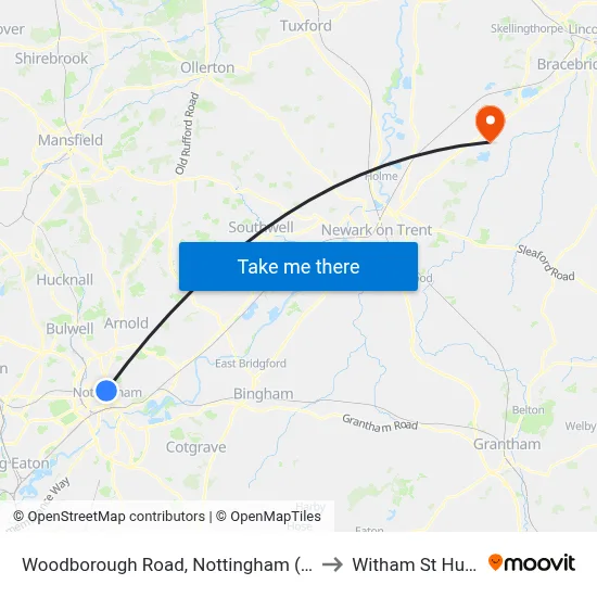 Woodborough Road, Nottingham (Fo01) to Witham St Hughs map