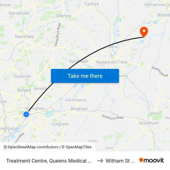 Treatment Centre, Queens Medical Centre (Qm20) to Witham St Hughs map