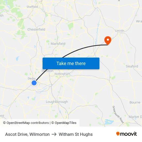 Ascot Drive, Wilmorton to Witham St Hughs map