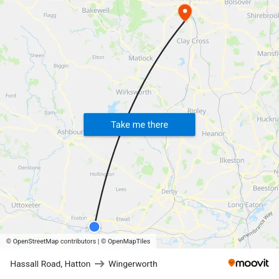 Hassall Road, Hatton to Wingerworth map