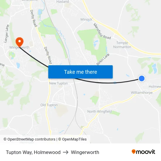 Tupton Way, Holmewood to Wingerworth map