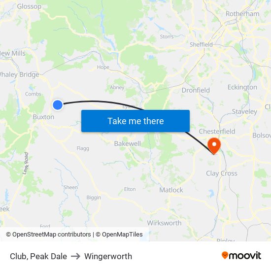 Club, Peak Dale to Wingerworth map