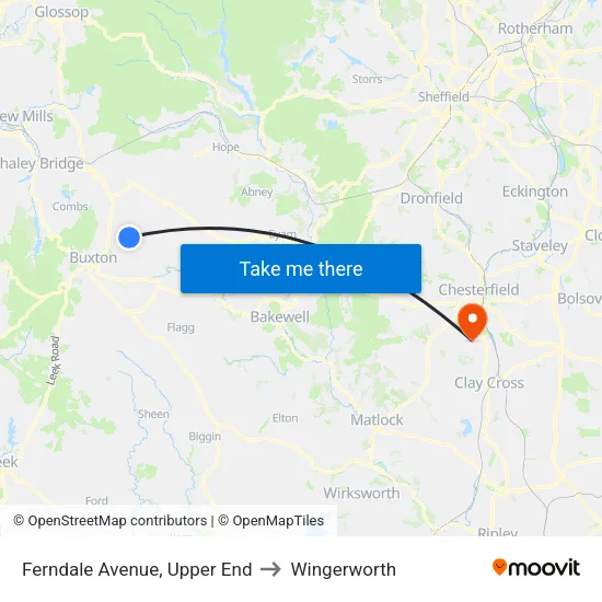 Ferndale Avenue, Upper End to Wingerworth map