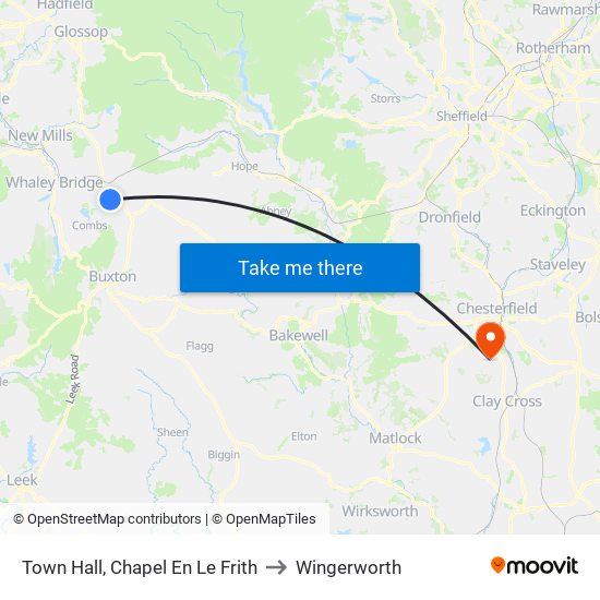 Town Hall, Chapel En Le Frith to Wingerworth map