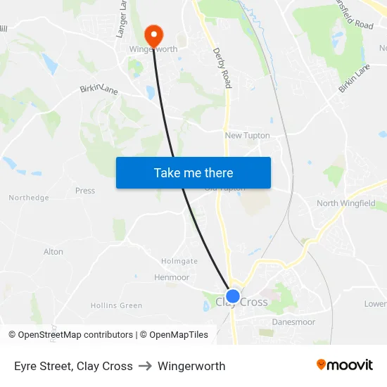 Eyre Street, Clay Cross to Wingerworth map
