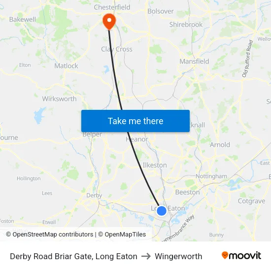 Derby Road Briar Gate, Long Eaton to Wingerworth map