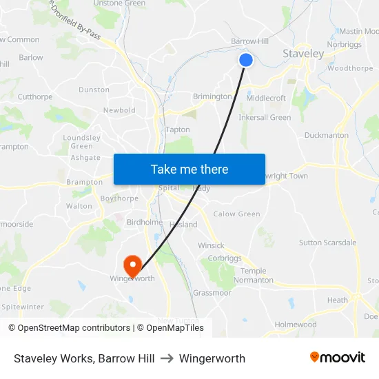 Staveley Works, Barrow Hill to Wingerworth map