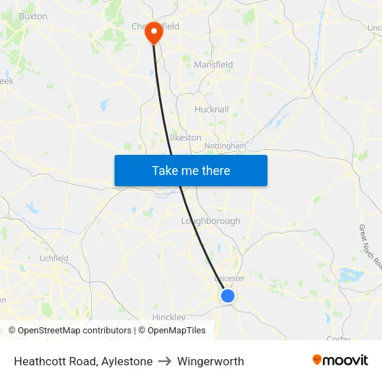 Heathcott Road, Aylestone to Wingerworth map