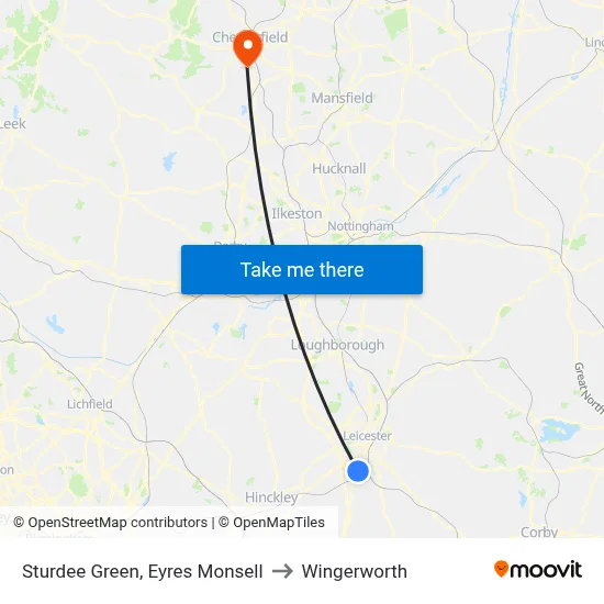 Sturdee Green, Eyres Monsell to Wingerworth map