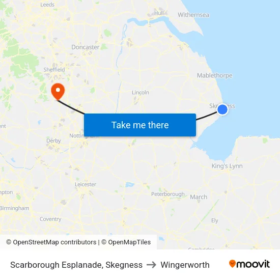Scarborough Esplanade, Skegness to Wingerworth map