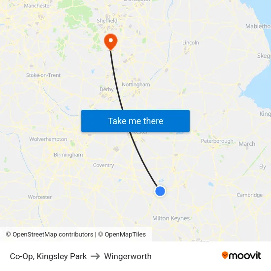 Co-Op, Kingsley Park to Wingerworth map