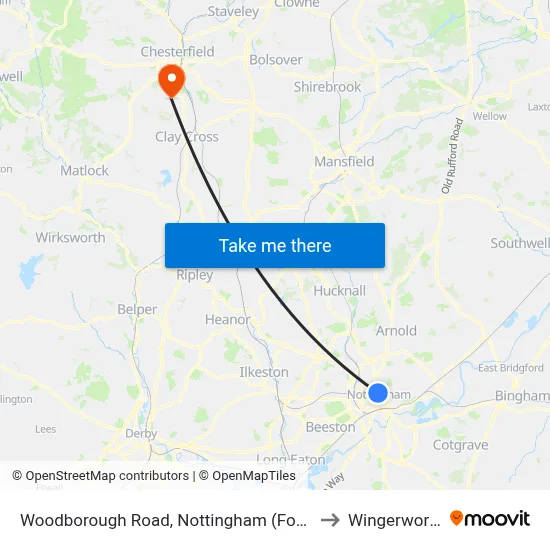 Woodborough Road, Nottingham (Fo01) to Wingerworth map