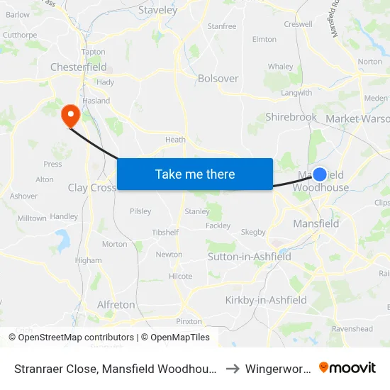 Stranraer Close, Mansfield Woodhouse to Wingerworth map