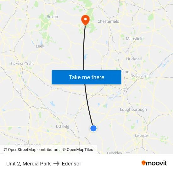 Unit 2, Mercia Park to Edensor map