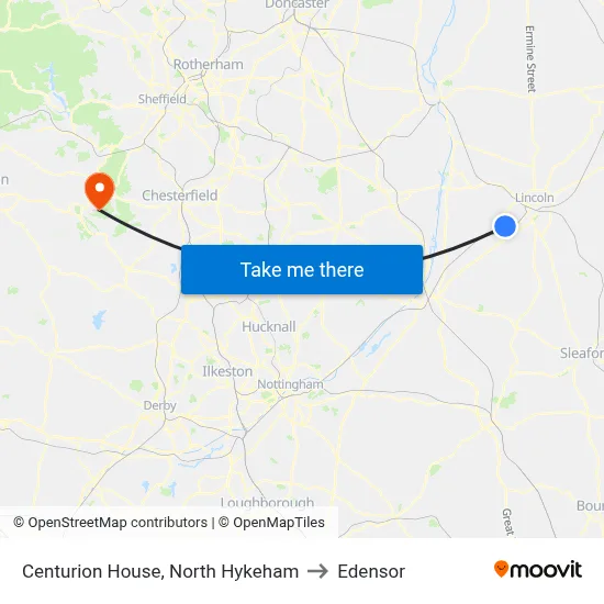 Centurion House, North Hykeham to Edensor map